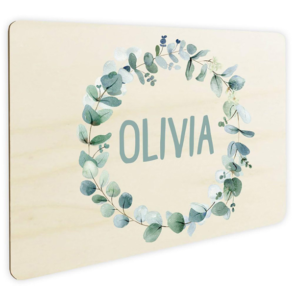 Personalised floral crown door sign