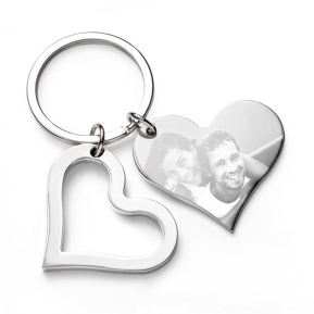Photo keyring with two hearts