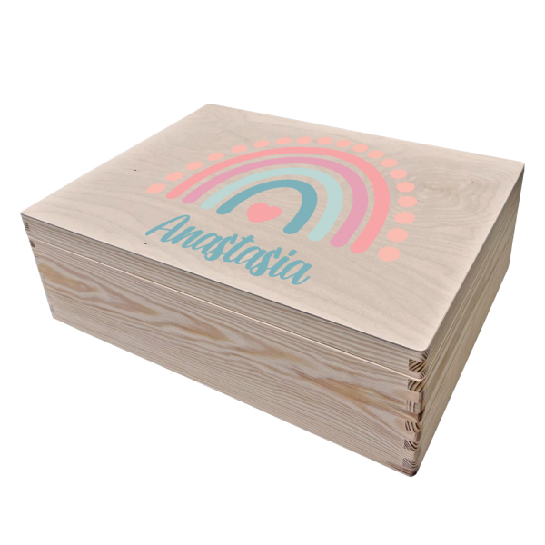Printed keepsake box with rainbow