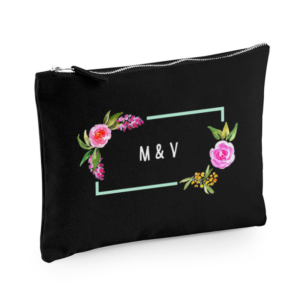 Printed pouch watercolour flowers