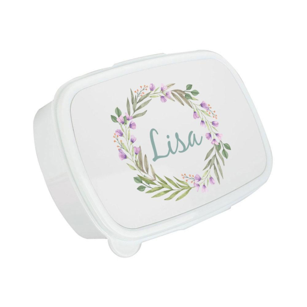 Printed snack box with a crown of flowers