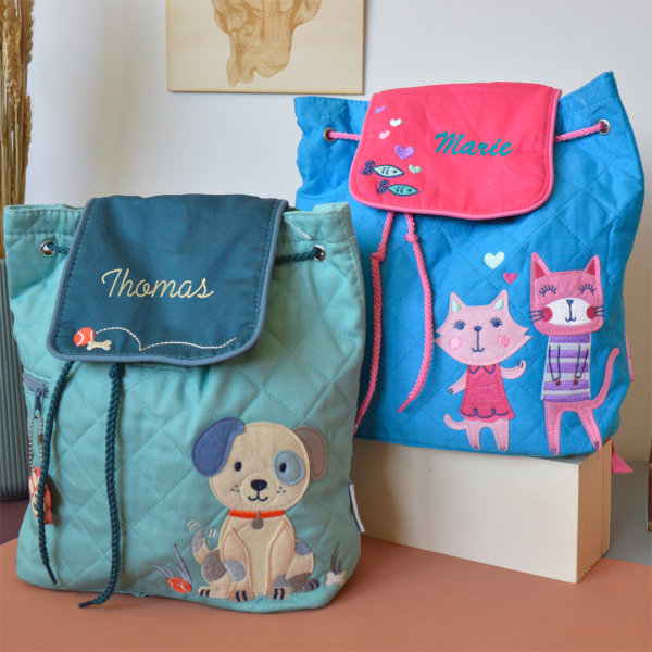 Personalised rucksack with a puppy