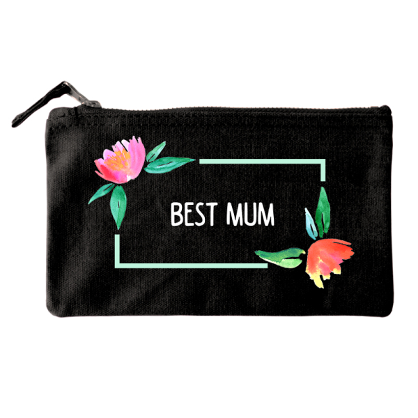 Small cotton pouch  watercolor flowers