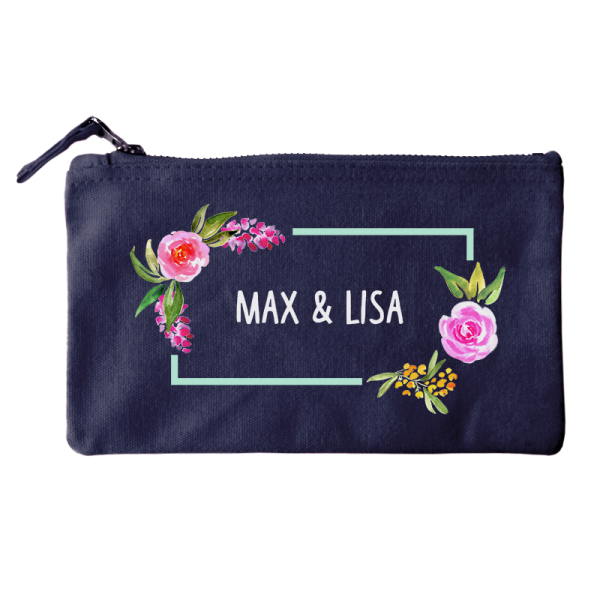 Small cotton pouch  watercolor flowers