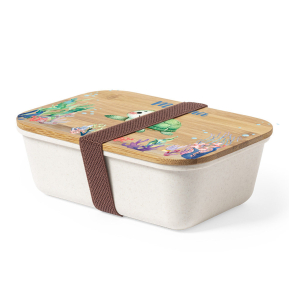 Snack box with personalised bamboo lid and aquatic design
