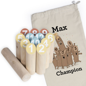 Finnish skittles game in a personalised cotton pouch