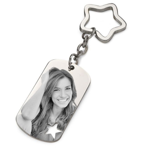 Keyring with star and engraved photo