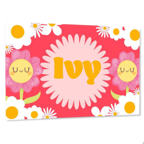 Personalised kids room door sign - Flowers