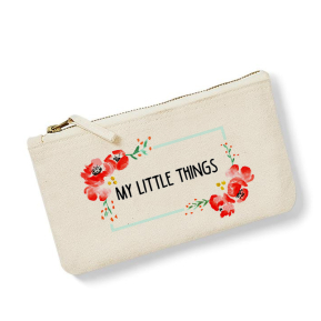 Small cotton pouch  watercolor flowers