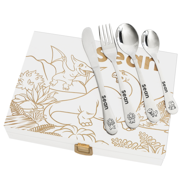 Personalised dinosaur children's cutlery
