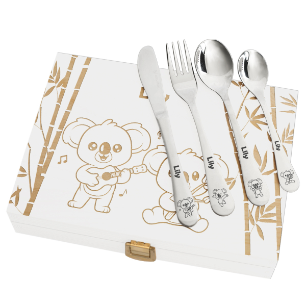 Engraved koala children's cutlery