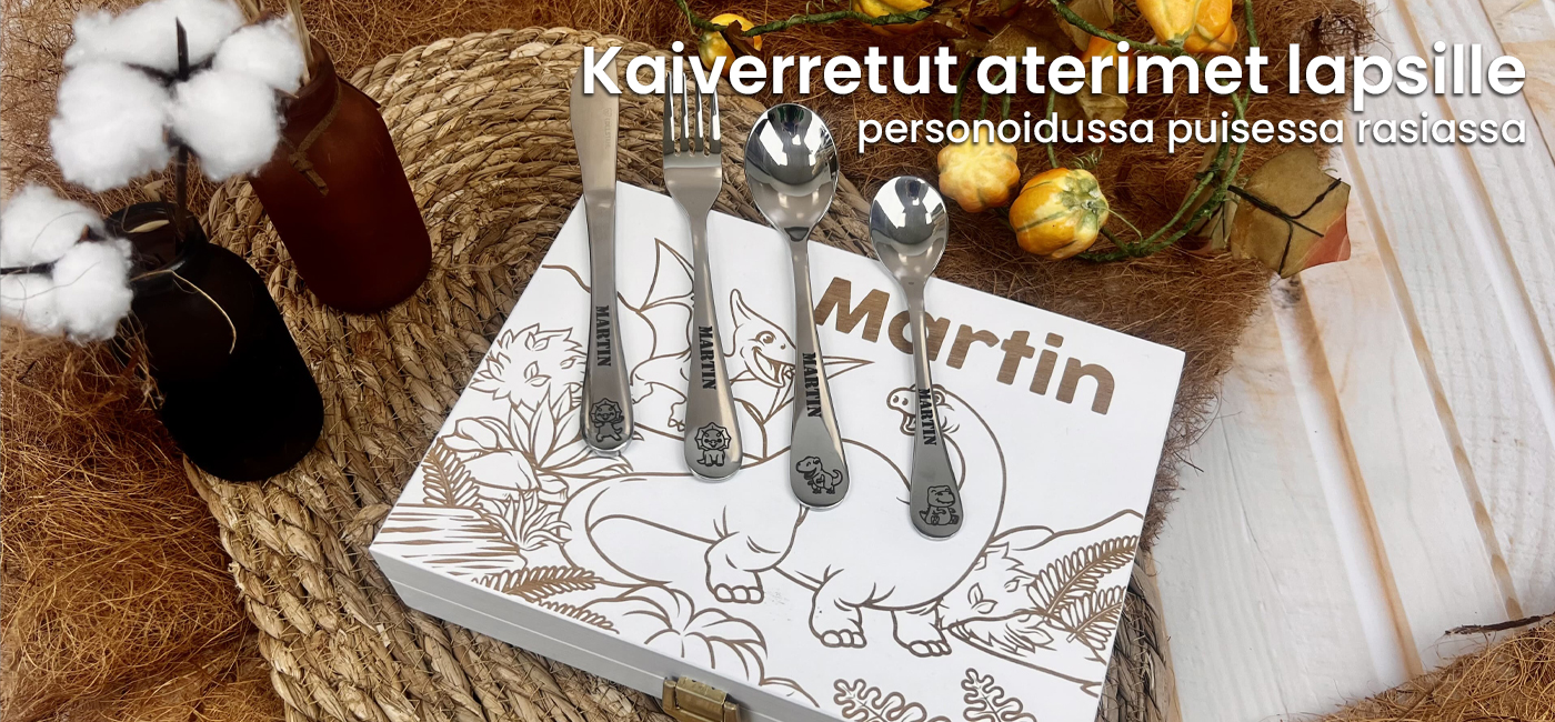 Kaiverretut ruokailuvlineet lapsille