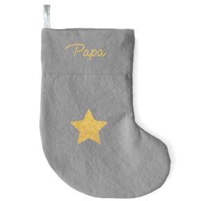 Botte de Nol grise en coton personnalise