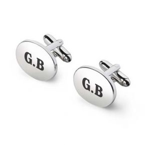 Boutons de manchette ovales en plaqu argent