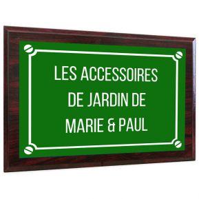 Plaque de rue personnalise sur support en bois