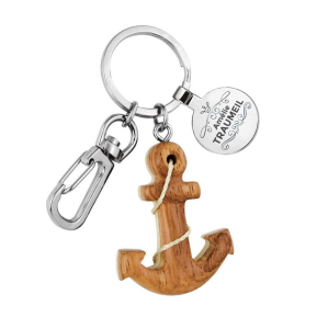Porte-cls ancre en bois grav