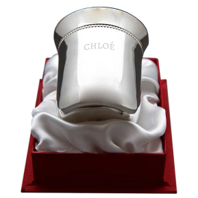Timbale vase perle en mtal argent