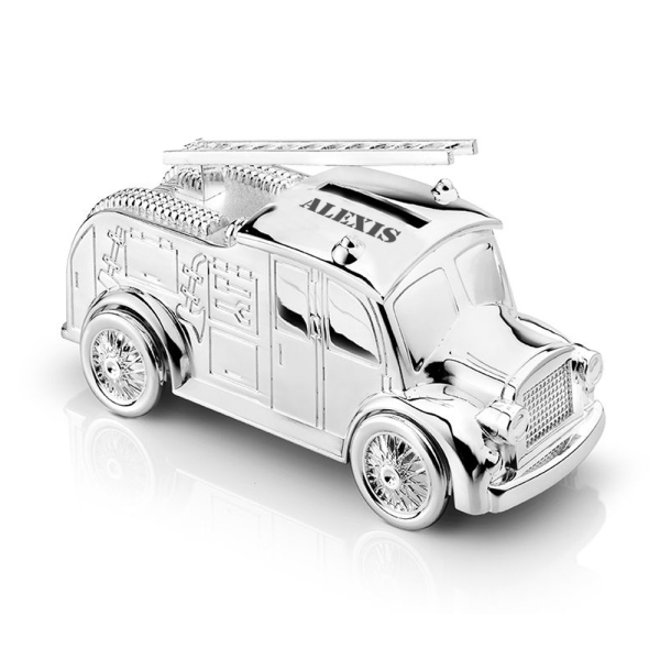 Tirelire Camion de pompier personnalisée prénom