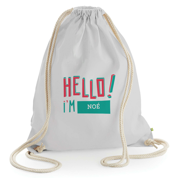 Sac à dos enfant prénom blanc