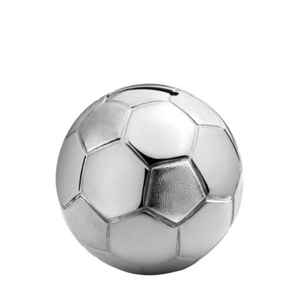 Tirelire ballon de foot en métal argenté