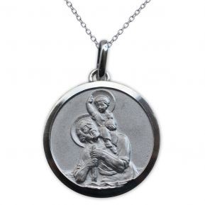 Médaille de Saint Christophe en argent massif gravée