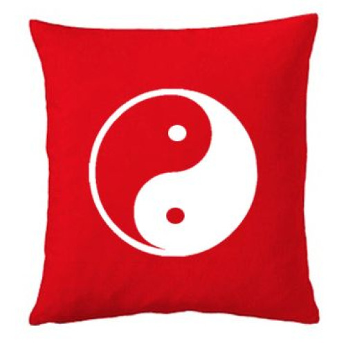 Coussin rouge yin et yang