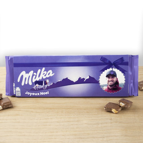 Chocolat noisettes Milka personnalisée photo