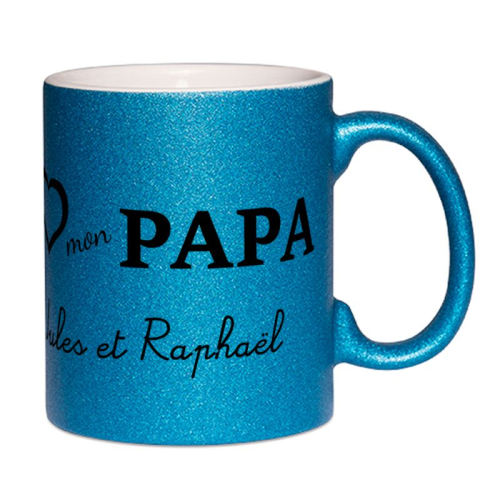 mug à paillettes personnalisé I love Papa