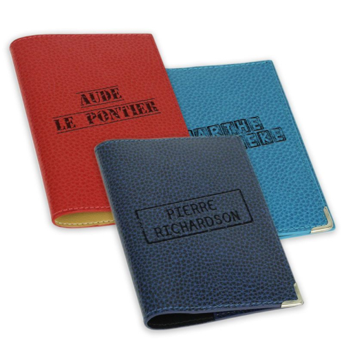 Protège passeport personnalisé tampon