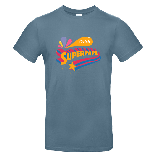 T-shirt Bleu Stone personnalisé Super papa