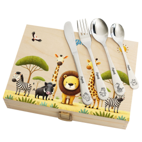 Bestikkeske for barn med safari trykk Bestikkeske for barn med safari trykk