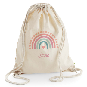 Gymbag med navn og regnbue Gymbag med navn og regnbue