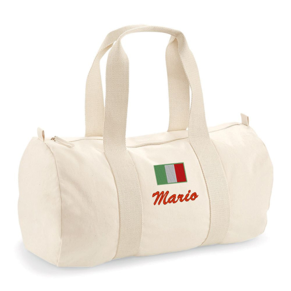 Personlig sportsbag med navn og flagg