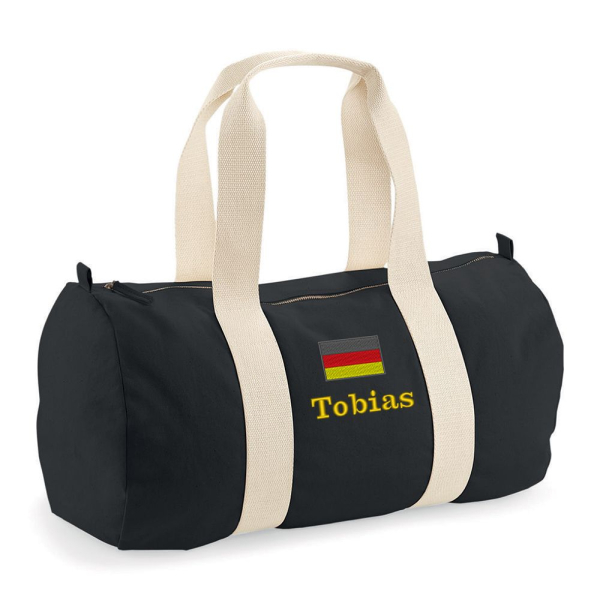 Personlig sportsbag med navn og flagg