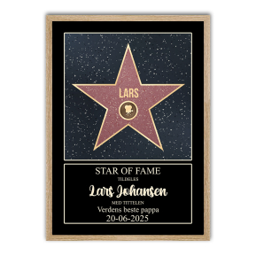 Personlig Walk of Fame-sertifikat med ramme Personlig Walk of Fame-sertifikat med ramme