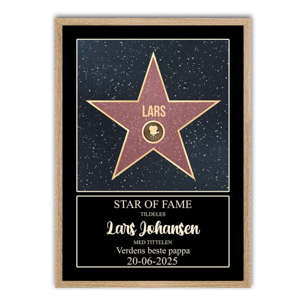 Personlig Walk of Fame-sertifikat med ramme