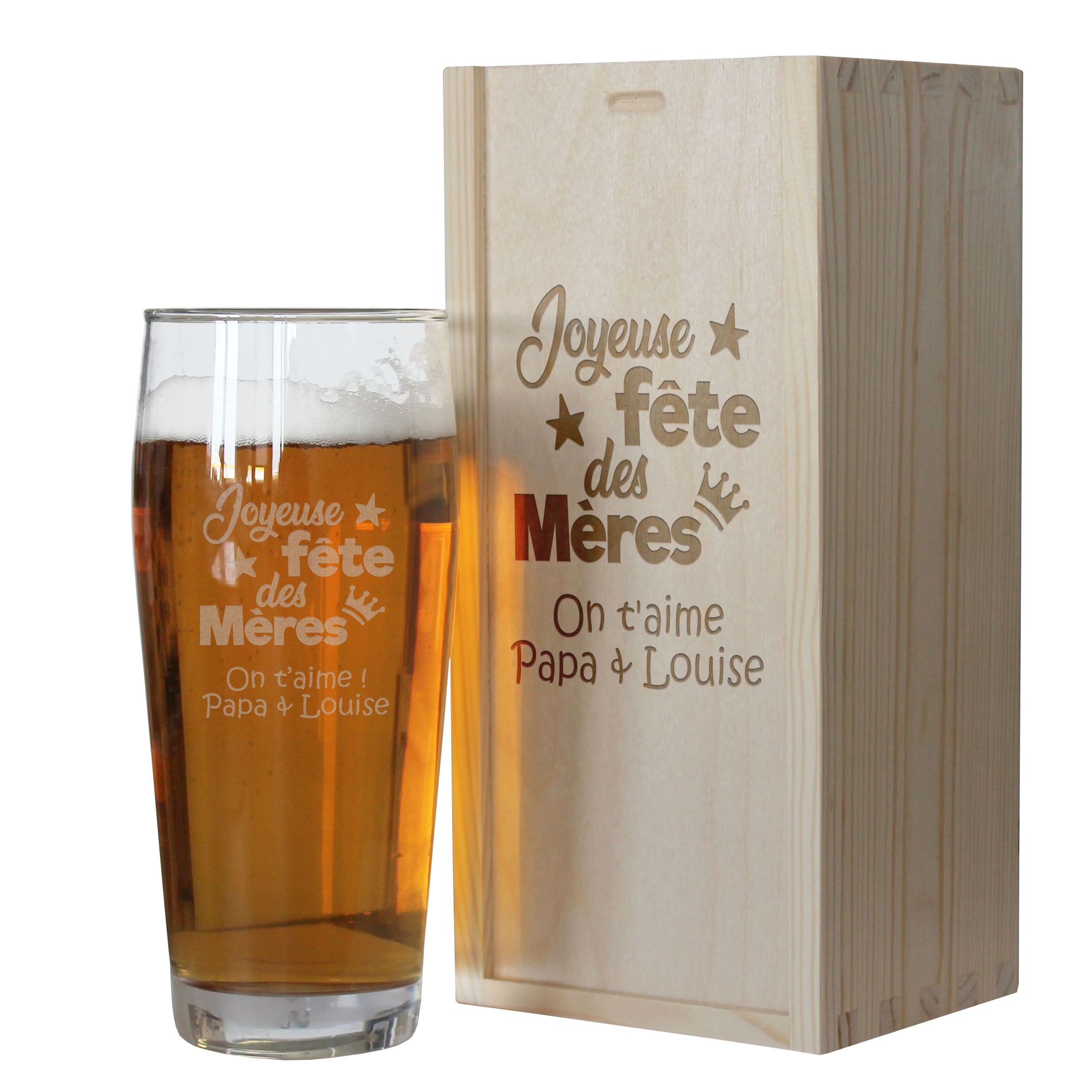 Verre à bière fête des mères gravé - La meilleure des mamans du monde