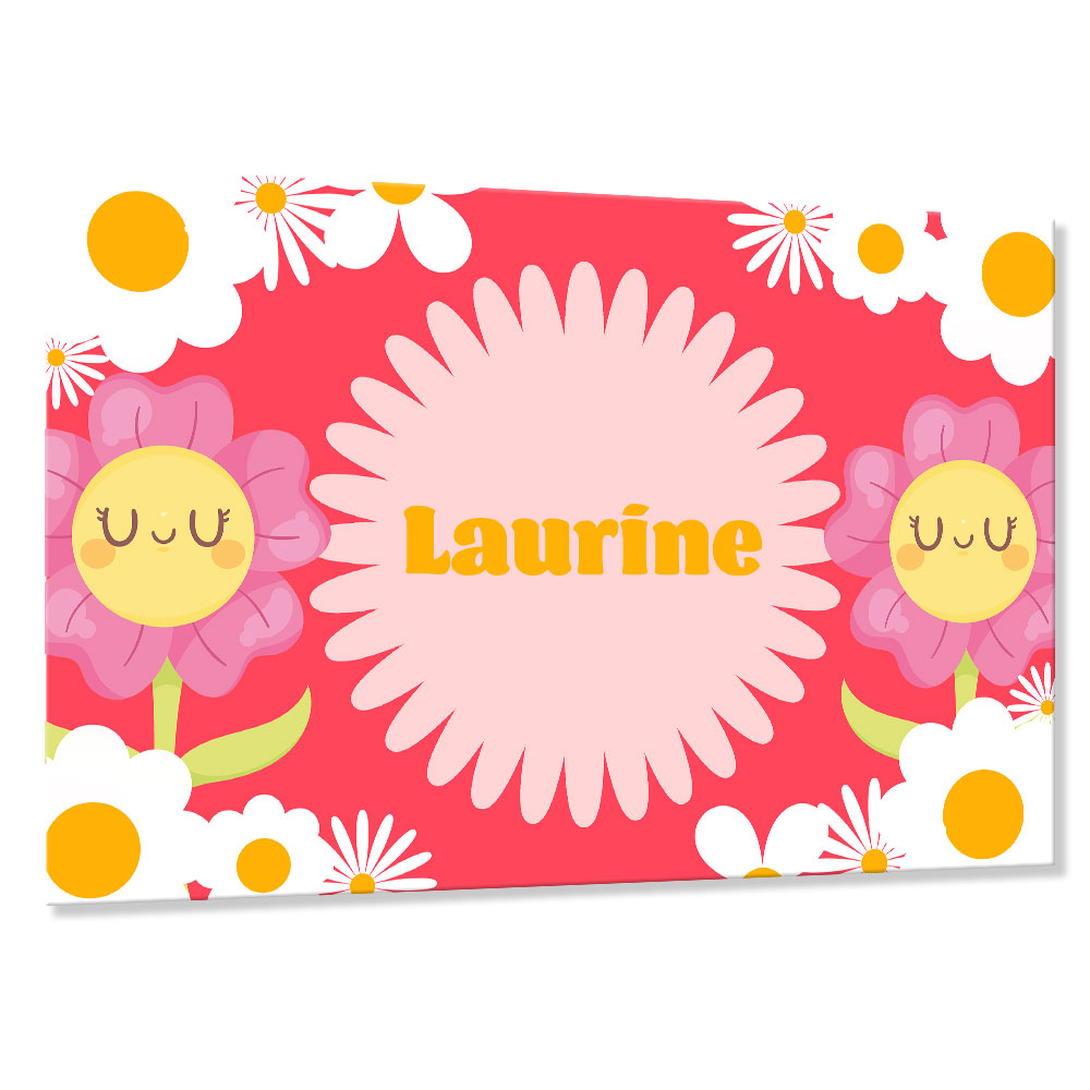 Plaque de porte pour chambre d'enfant personnalisée fleurs