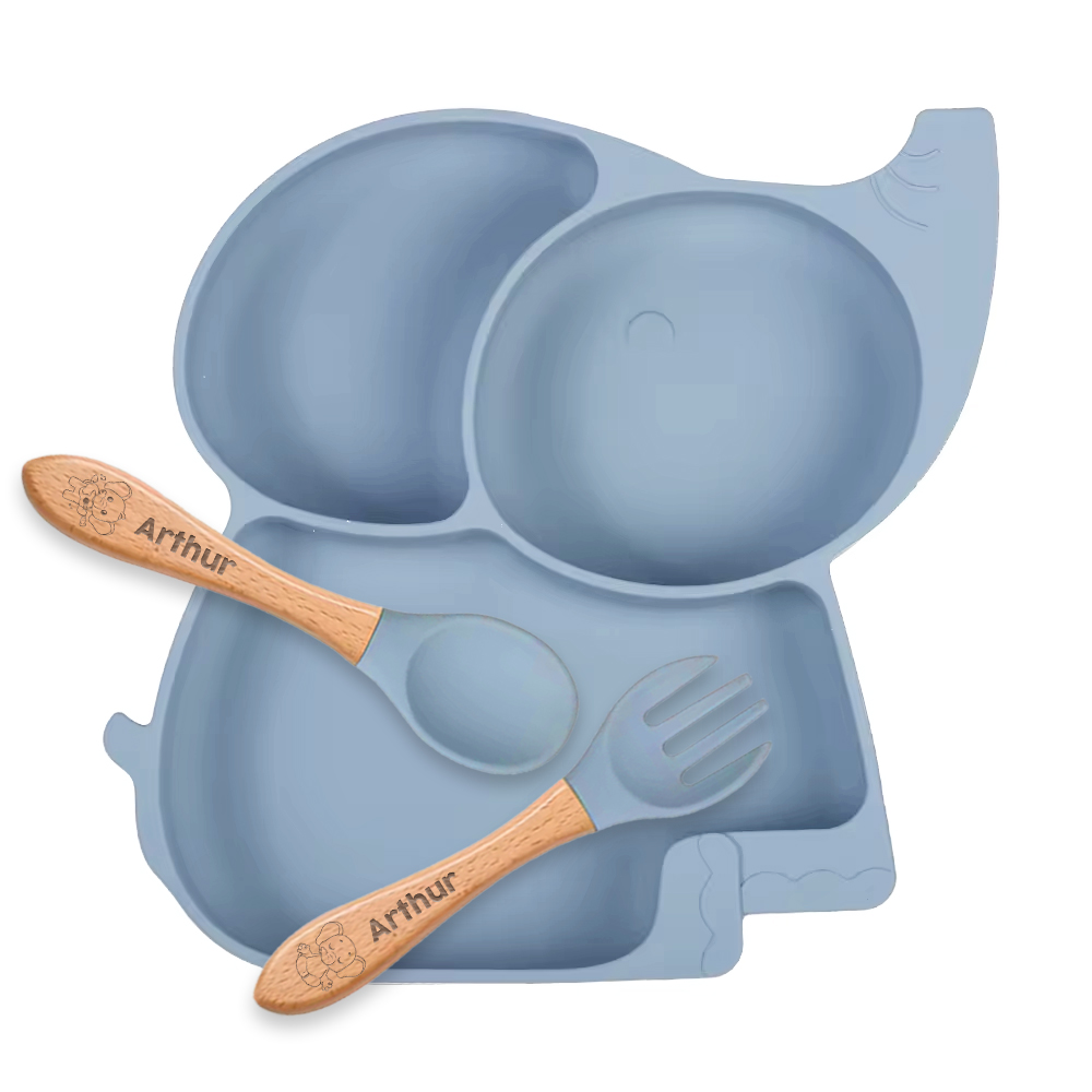 Assiette Eléphant et ses couverts prénom et motif