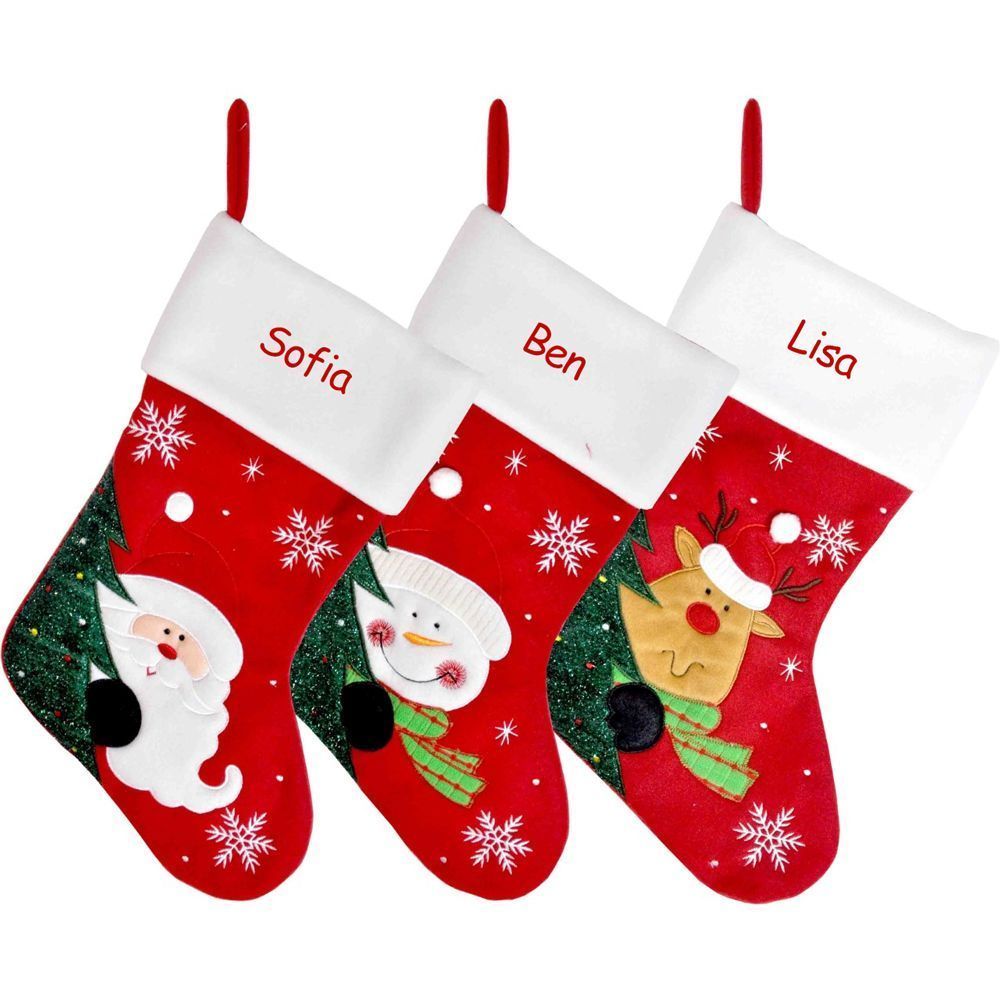 Chaussette de Noël en feutrine rouge personnalisée Bottes et Noël