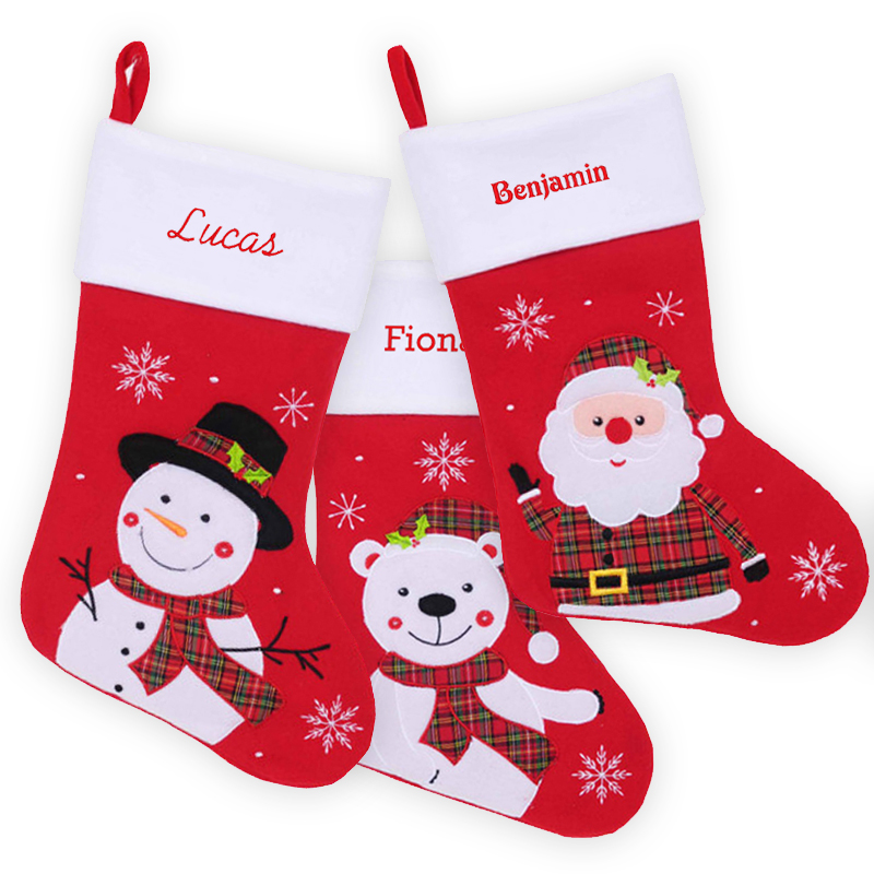 Chaussette de Noël rouge personnalisée avec prénom