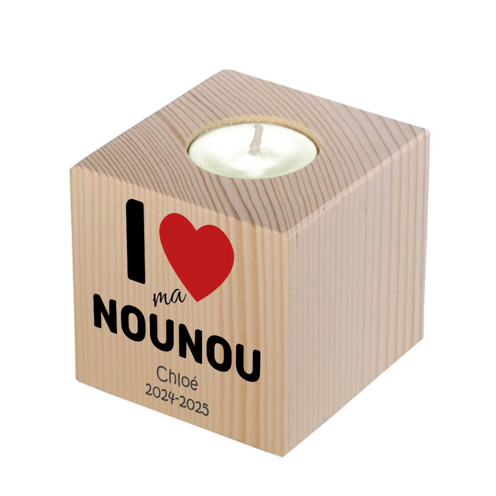 Bougeoir en bois merci nounou