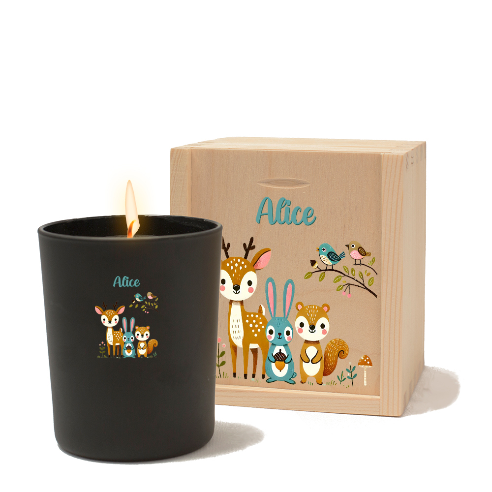 Bougie forêt enchantée personnalisée