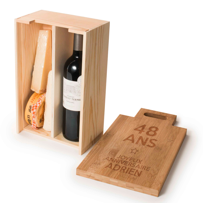 Caisse de transport de vin en bois personnalisée pour 4 bouteilles