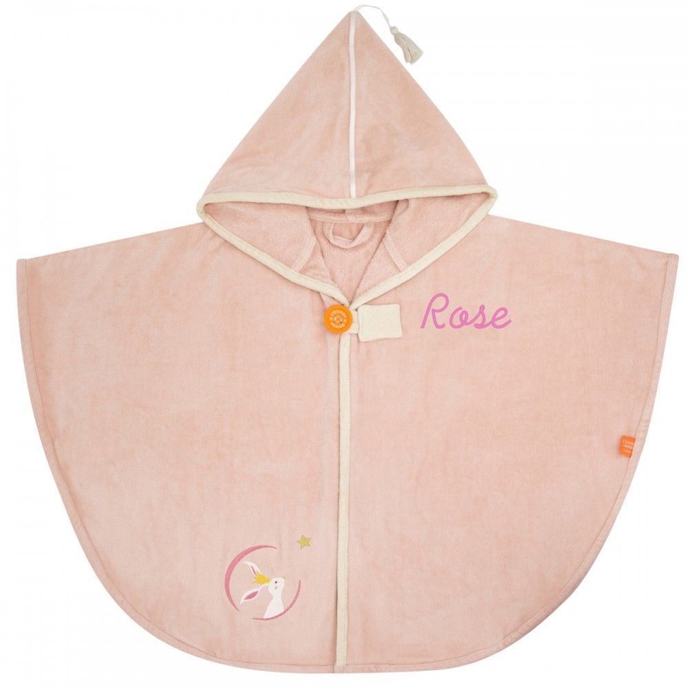 Cape de bain Lapin Rose poudré personnalisée