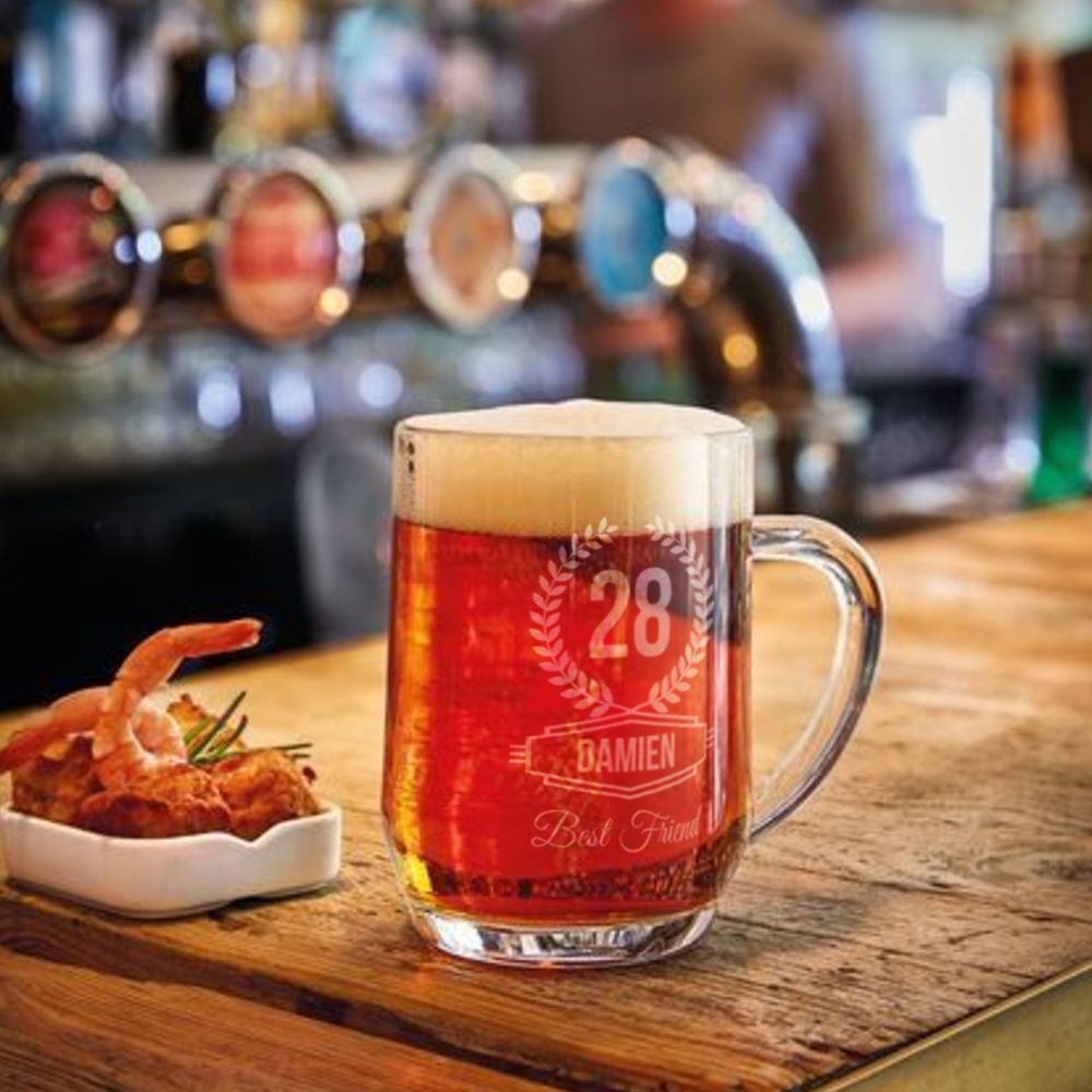 Chope De Biere En Verre 59cl Personnalise Anniversaire
