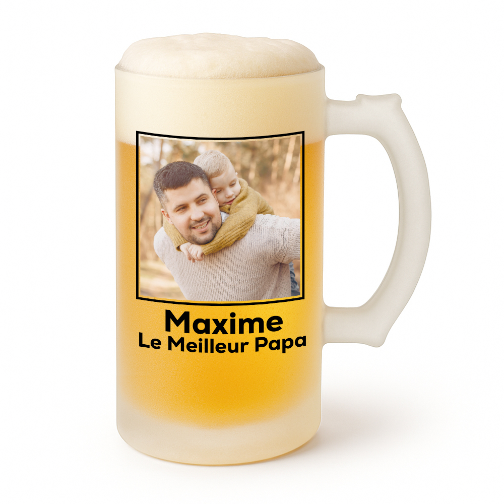Chope de bière personnalisée avec une photo