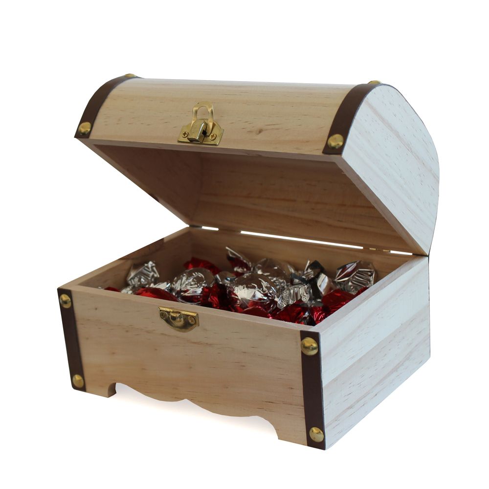 Grande boîte à trésor faite main en bois à motifs laiton 
