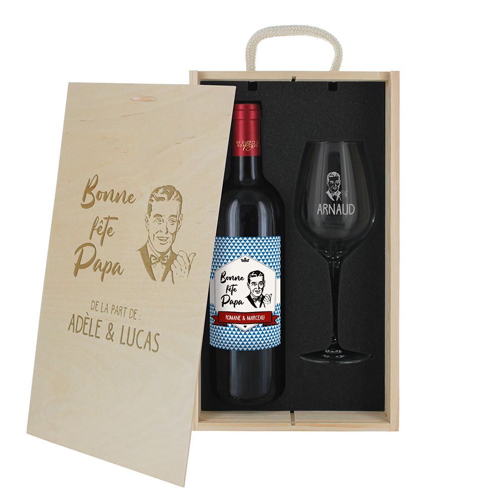 Cadeau fête des pères  Bouteille personnalisée bonne fête papa