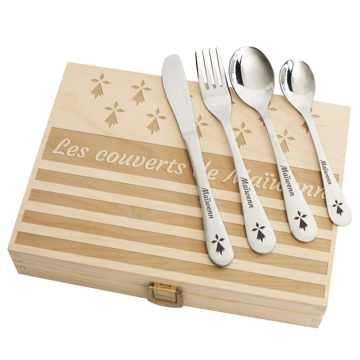 Coffret couverts enfants bretons personnalisés
